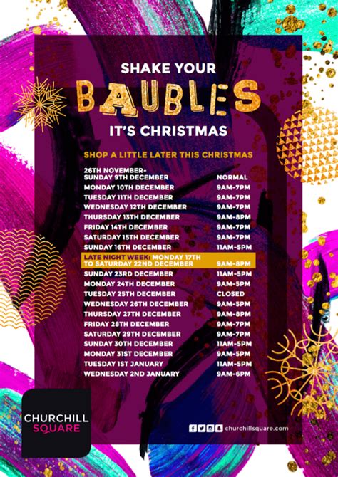 churchill square opening times christmas